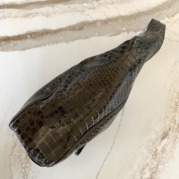 Michael Kors Purse‎ Peninsula Hobo Bag Dark Brown Croc Patent Leather - Picture 9 of 16